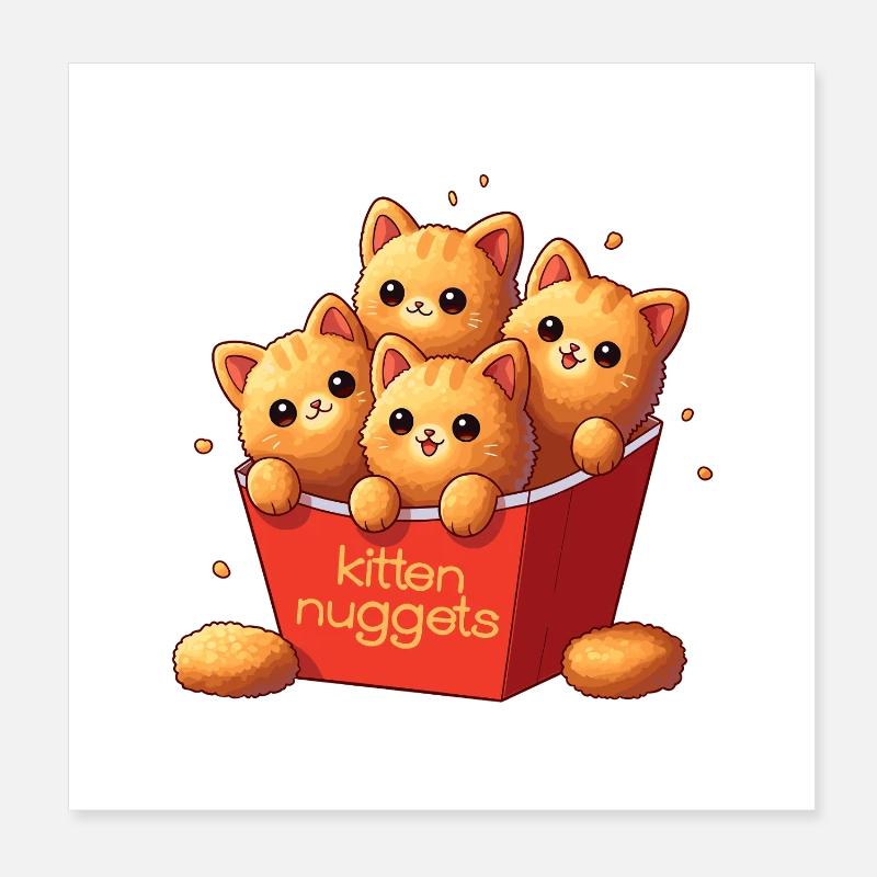 Pépites de chatons mignons chats kawaïens Poster 20 x 20 cm