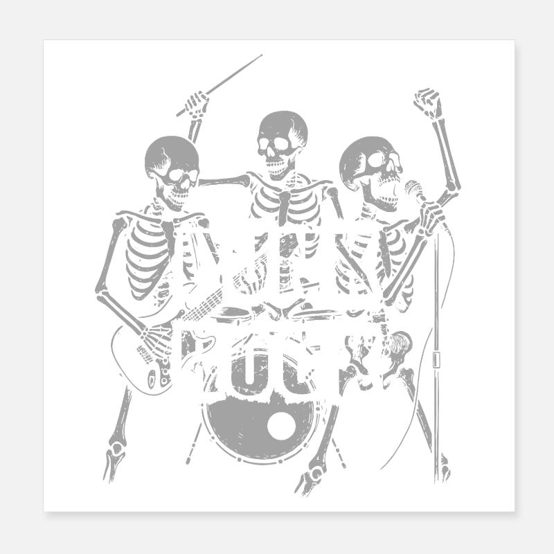 Punk Rock Skeleton Band Poster 20x20 cm