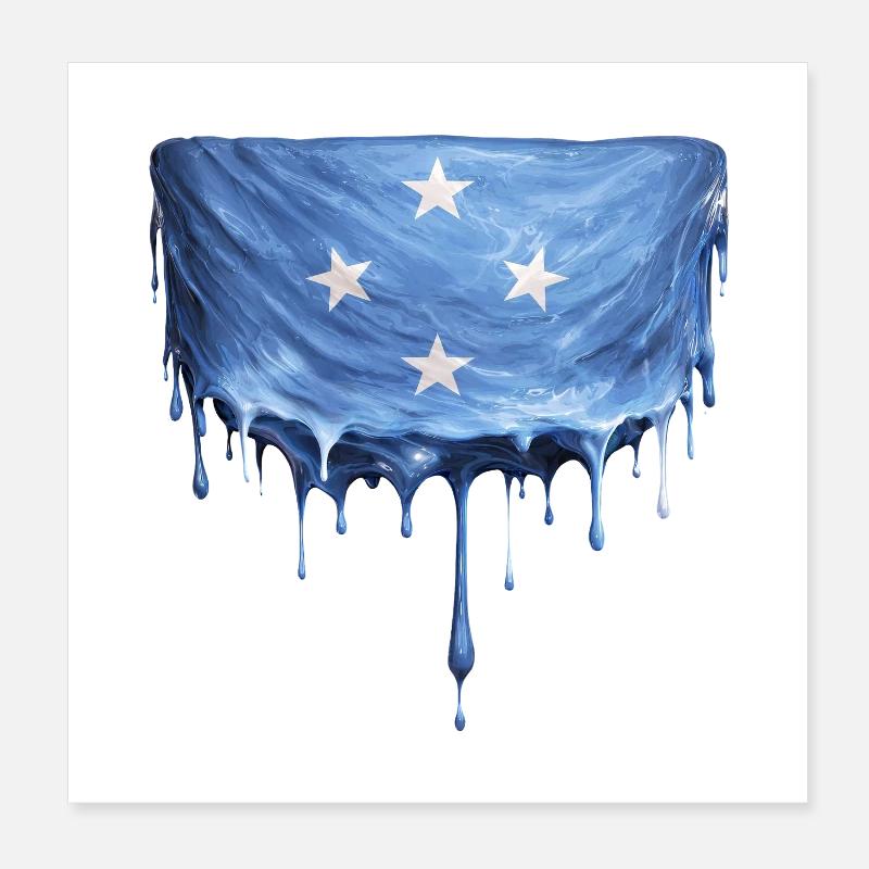 Micronesia tropfende Flagge Poster 20x20 cm