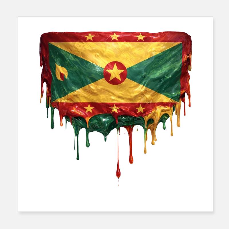 Drapeau dégoulinant de la Grenade Poster 20 x 20 cm