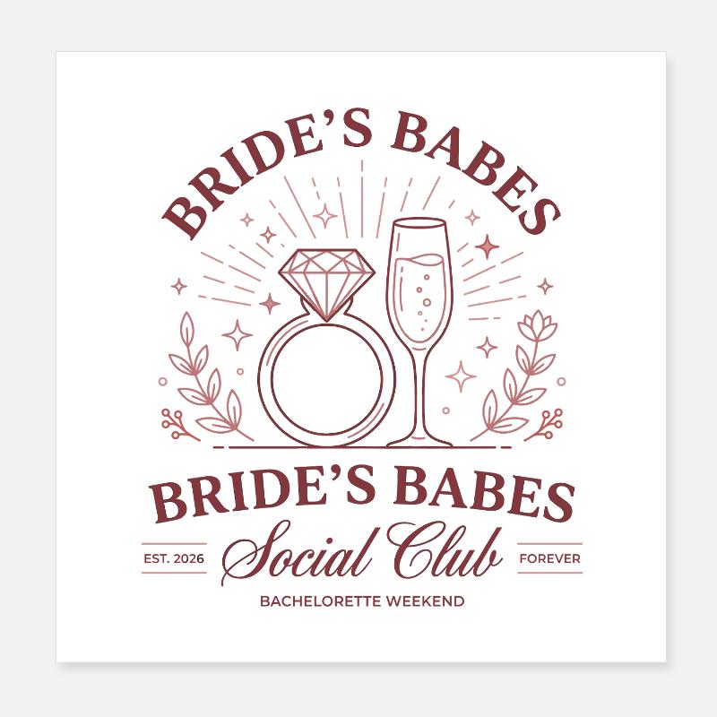 Bachelorette Shirt Bride Squad JGA Geschenk Poster 20x20 cm