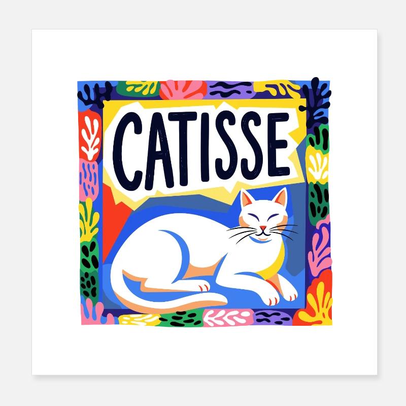 Catisse  Matisse Style Cat Poster 8" x 8" (20x20 cm)