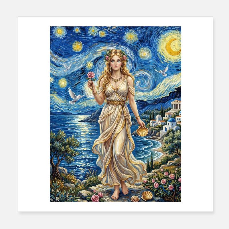 Nuit étoilée d’Aphrodite Poster 20 x 20 cm