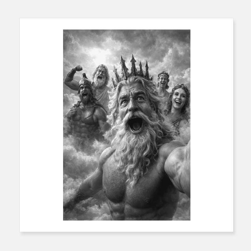 Poseidon-Selfie mit den Göttern Poster 20x20 cm