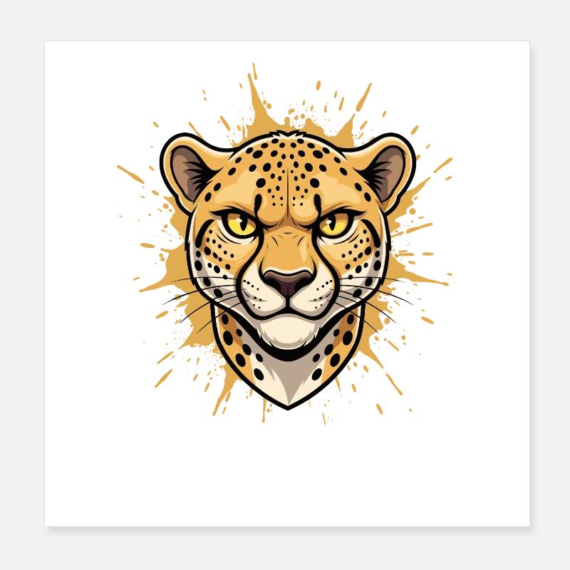 Leopard Head Color Splash Poster 8" x 8" (20x20 cm)