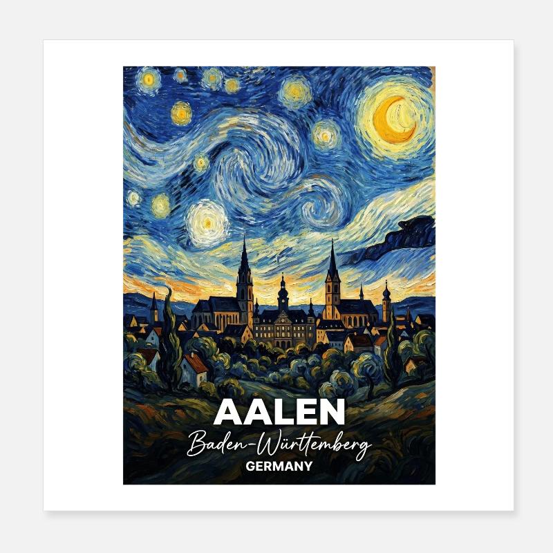 Aalen Starry Night Poster 8" x 8" (20x20 cm)