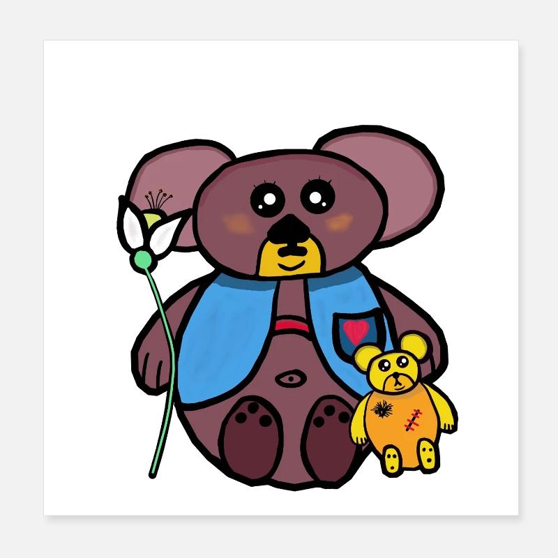 Teddy Teddybären Kinder Kind Bär  - Poster 20x20 cm - Weiß