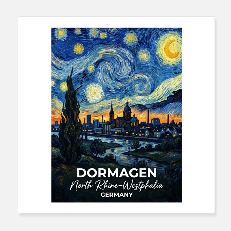 Dormagen Germany Starry Night Poster 8" x 8" (20x20 cm)