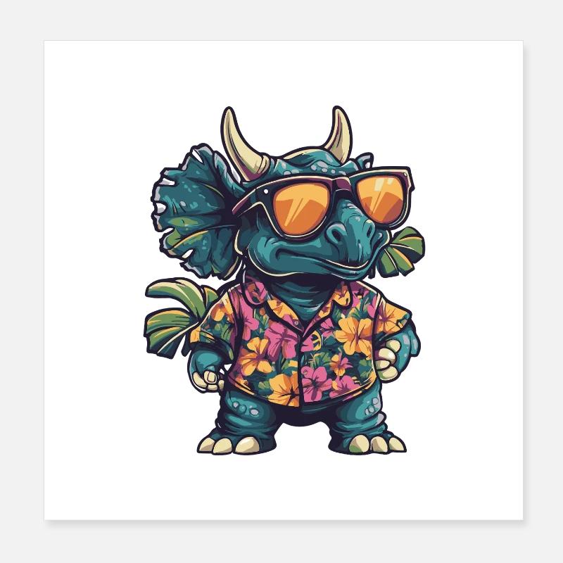 Dinosaur triceratops Vacances de bandes dessinées Poster 20 x 20 cm