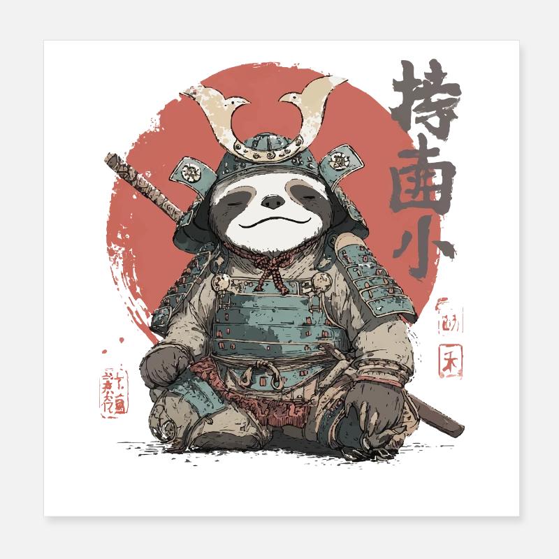 Faultier-Samurai-Rüstung Poster 20x20 cm