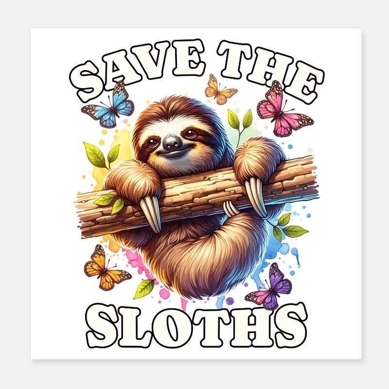 Faultier Save Sloth Poster 8" x 8" (20x20 cm)