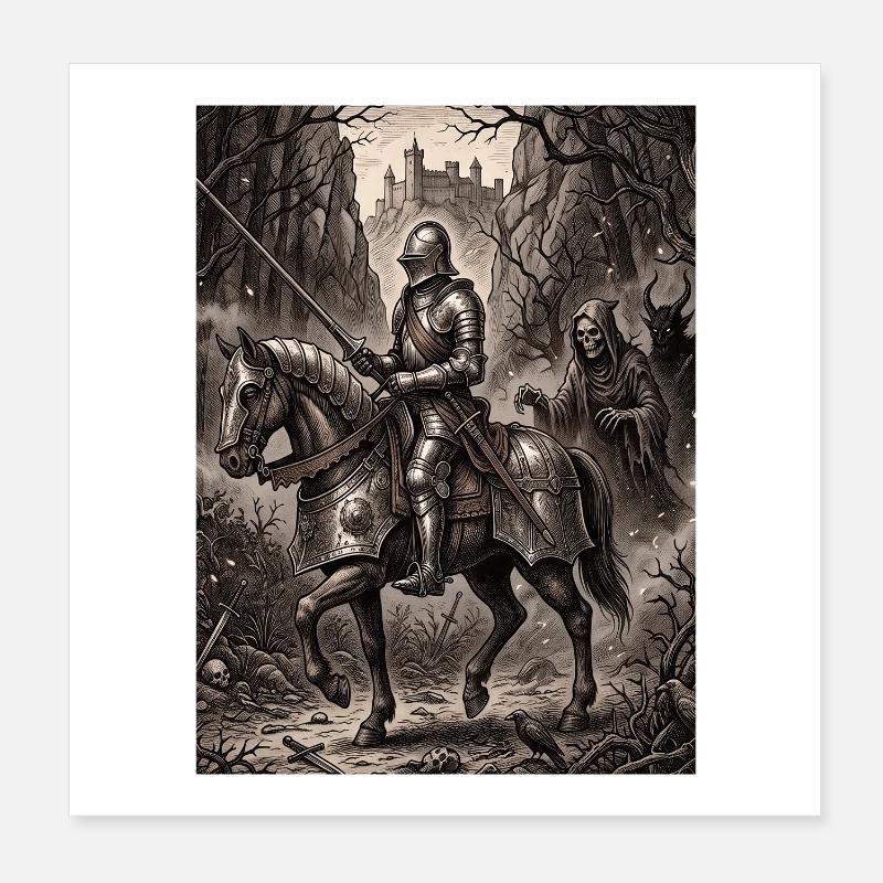 Le chevalier de la mort et le diable par Albrecht Dürer Poster 20 x 20 cm