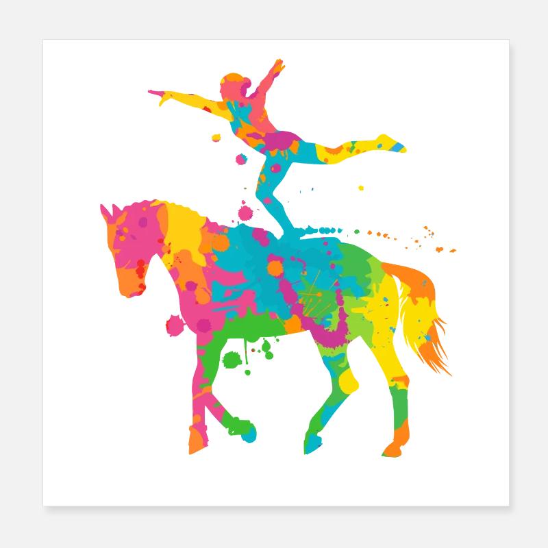 Cavalier Cheval Coloré Volti Poster 20 x 20 cm