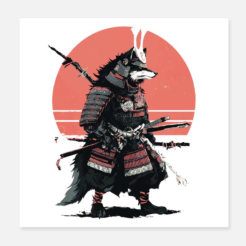 Samouraï Loup de l’Aube Poster 20 x 20 cm