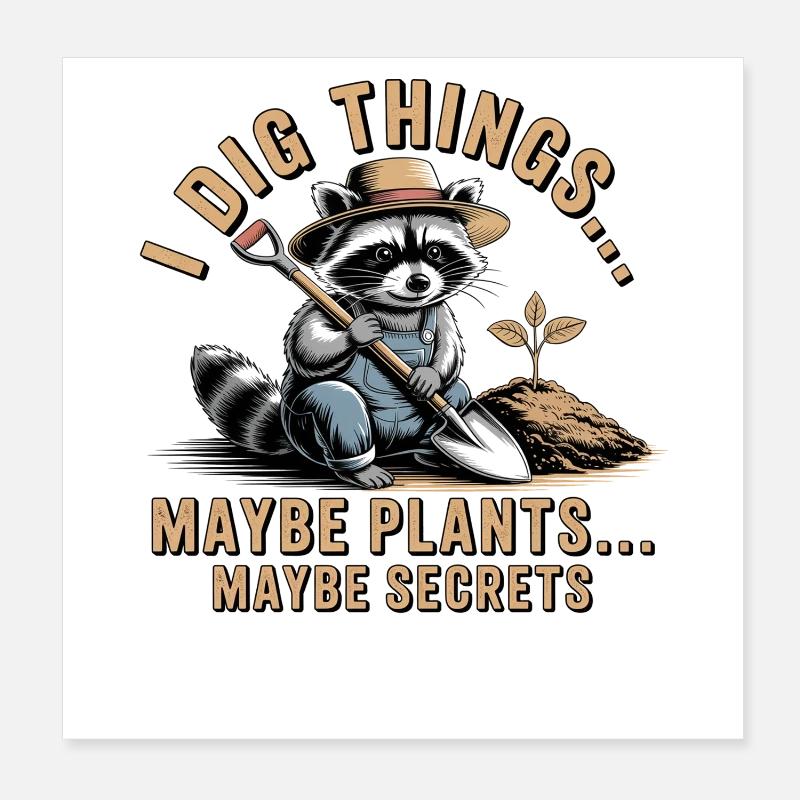 Raccoon Gardener: Digging Secrets Poster 8" x 8" (20x20 cm)