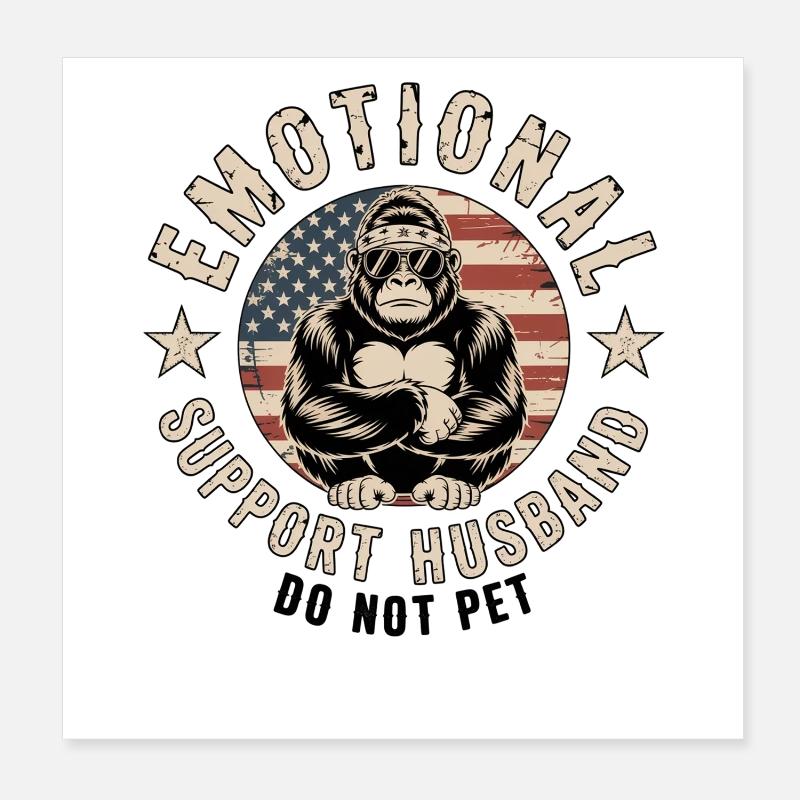 Emotionale Unterstützung Ehemann Affe Poster 20x20 cm