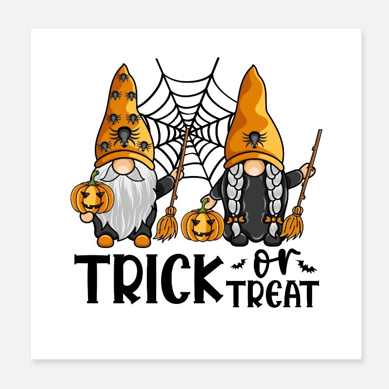 Halloween-Gnome zum Süßes-oder-Saures-Treffen Poster 20x20 cm