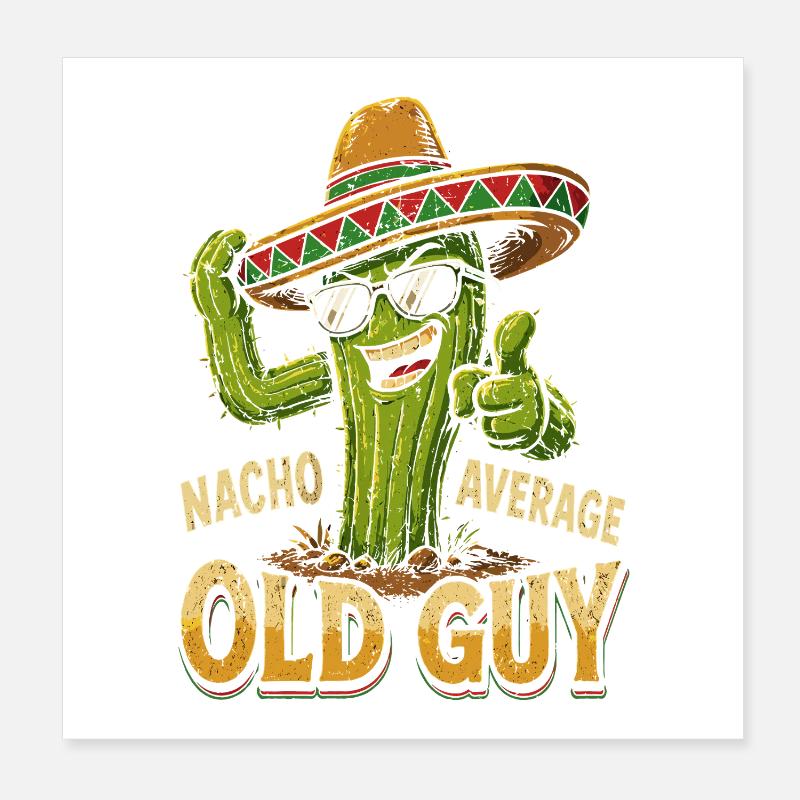 NichtDurchschnittlicher Kaktus Old Guy Poster 20x20 cm