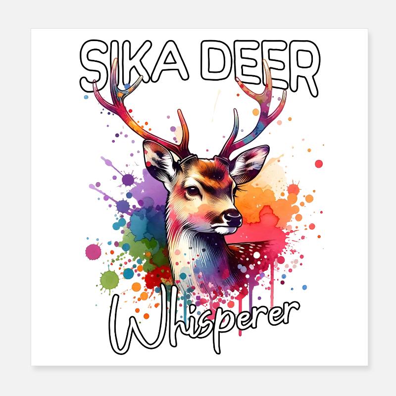 Sikahirsch Flüsterer Poster 20x20 cm