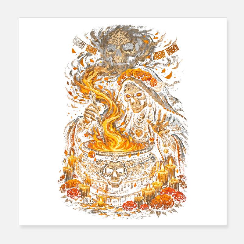 Dia de los Muertos Witch Poster 20 x 20 cm
