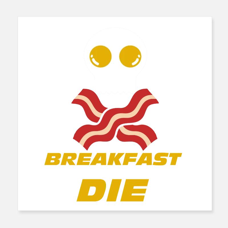 Petit-déjeuner ou mort Œuf de Bacon Crâne Poster 20 x 20 cm