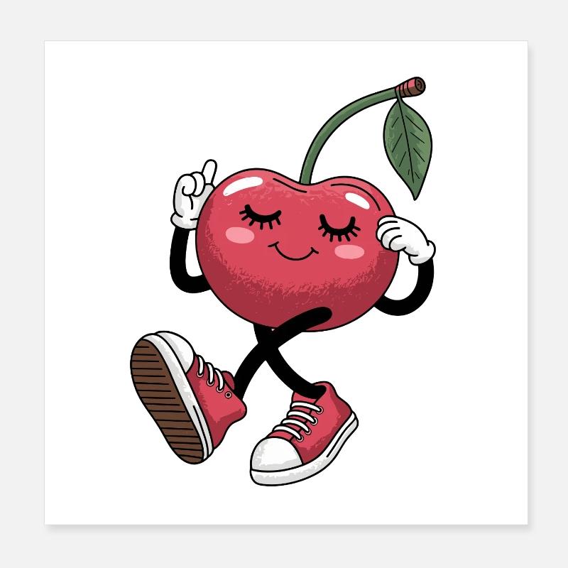 Cerise dansante avec baskets joyeuse Poster 20 x 20 cm