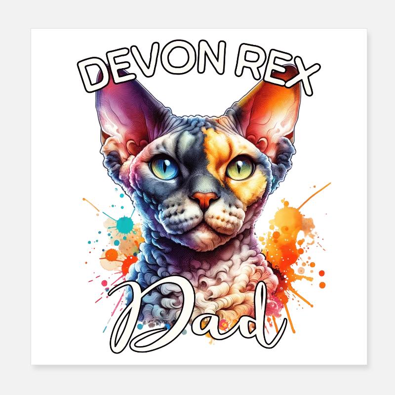 Devon Rex Papa Poster 20x20 cm