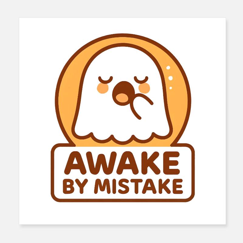 Awake by Mistake | Ghost Humor Poster 8" x 8" (20x20 cm)