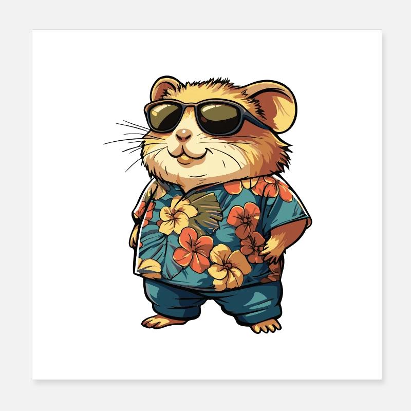 Vacances de la bande dessinée Hamster Poster 20 x 20 cm