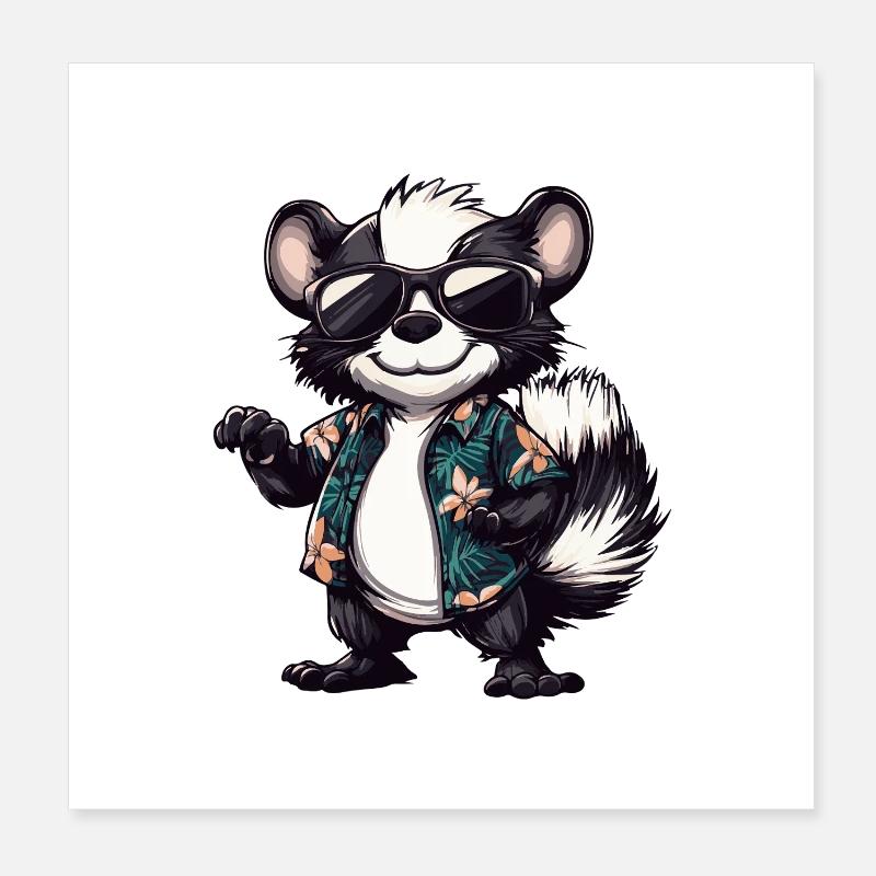 Stinktier Comic Urlaub Poster 20x20 cm