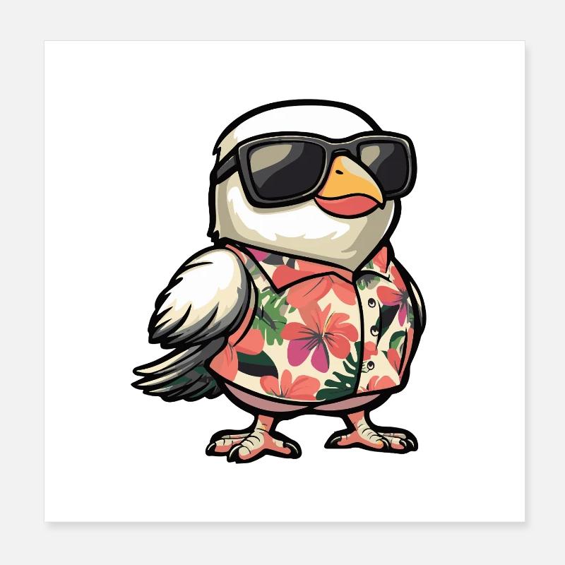 Taube Vogel Comic Urlaub Poster 20x20 cm
