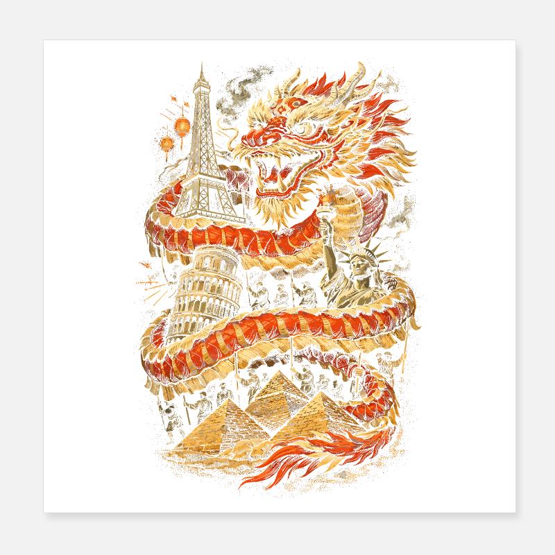 Danse du Dragon Drachentanz Poster 20 x 20 cm