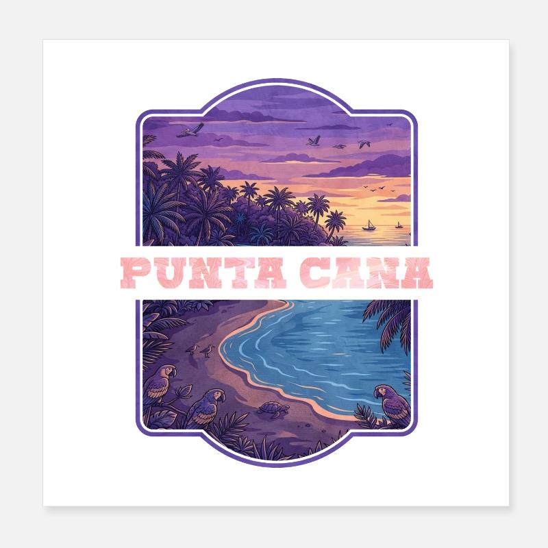 Punta Cana Tropischer Abend Poster 20x20 cm