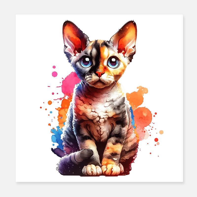 Devon Rex Geschenk Poster 20x20 cm
