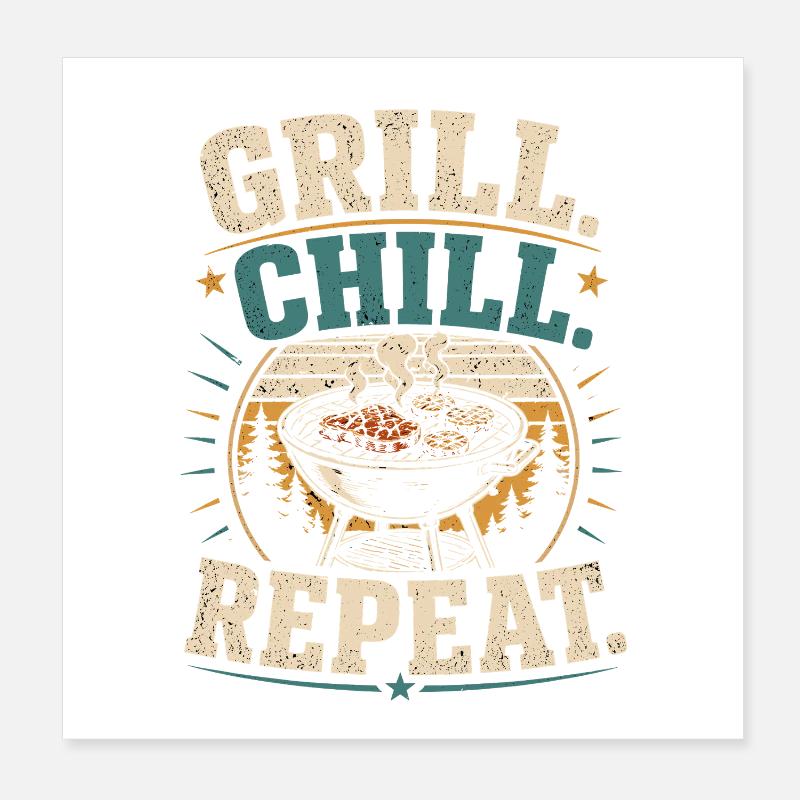 Dad Father Hero Grill Master BBQ Gift Poster 8" x 8" (20x20 cm)
