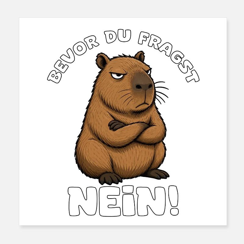 Capybara, Bevor du fragst, Nein! Poster 20x20 cm