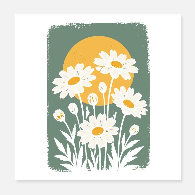 Des marguerites dans le cercle du soleil Poster 20 x 20 cm
