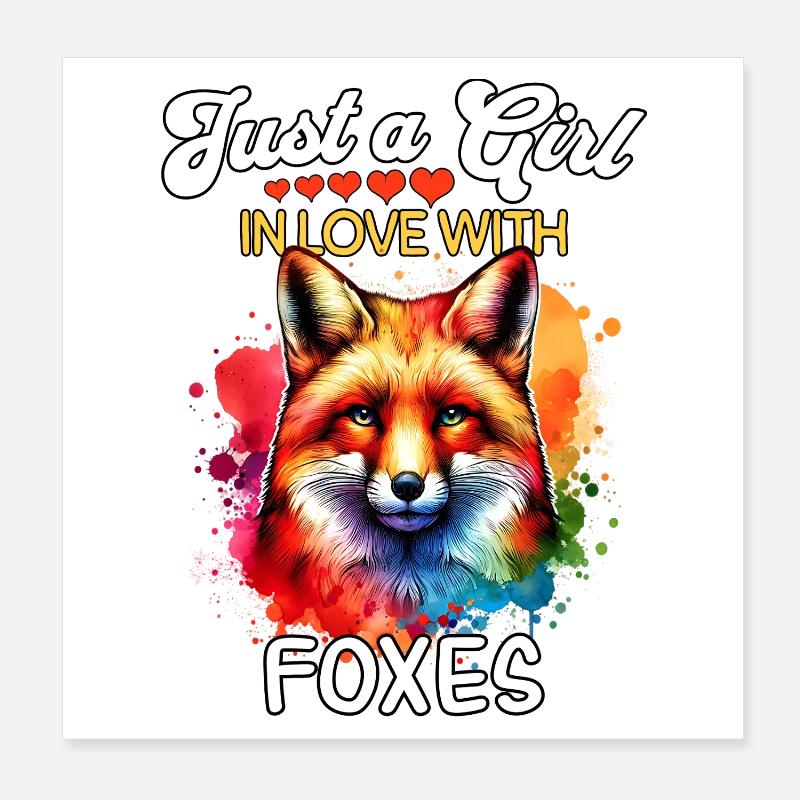 Red Fox Fox Girl Fox Poster 8" x 8" (20x20 cm)