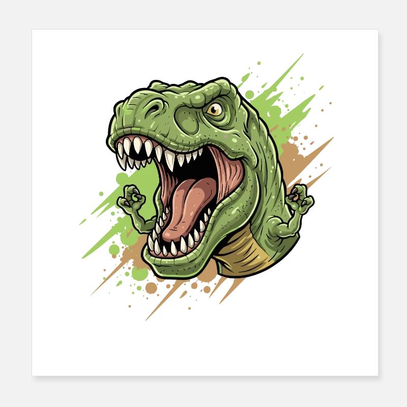 Wütender T Rex mit Farbschwall Poster 20x20 cm