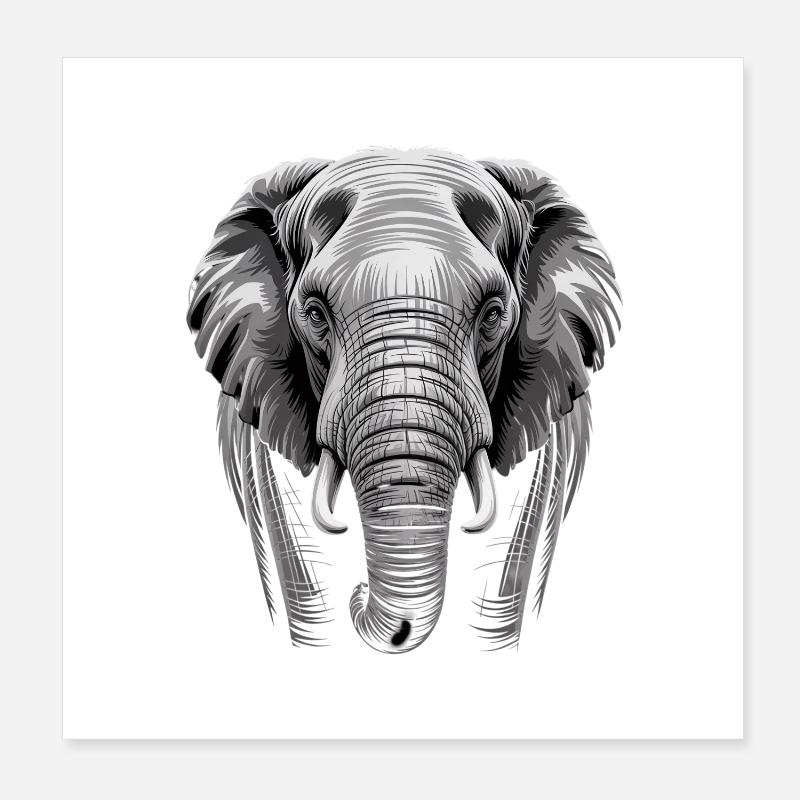 Éléphant tête d’éléphant Poster 20 x 20 cm