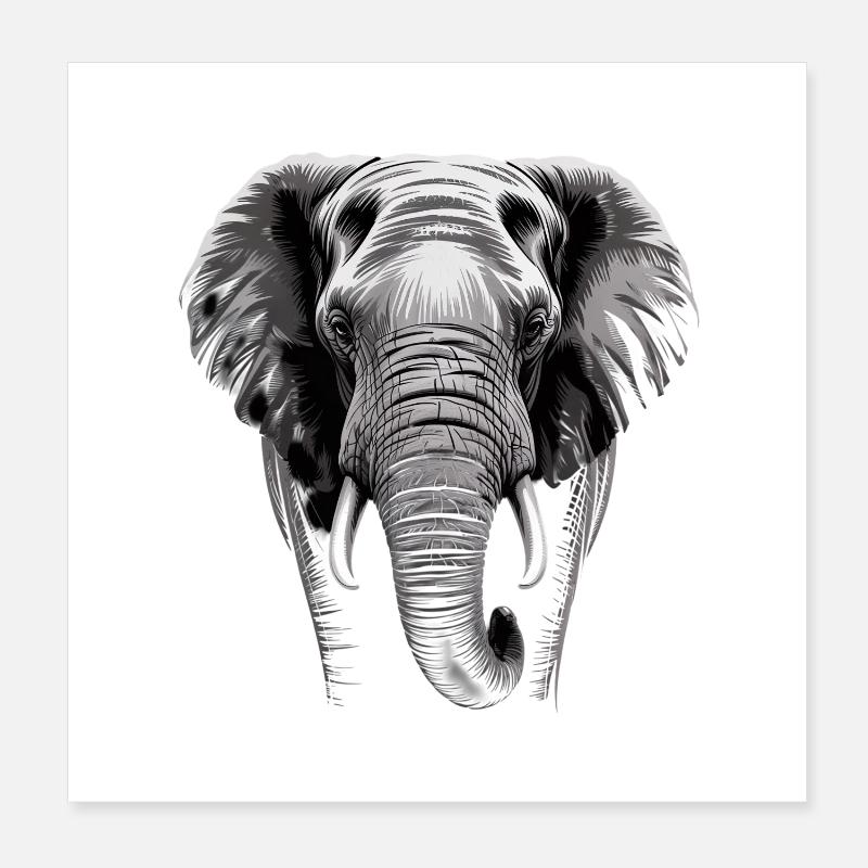 Éléphant tête d’éléphant Poster 20 x 20 cm
