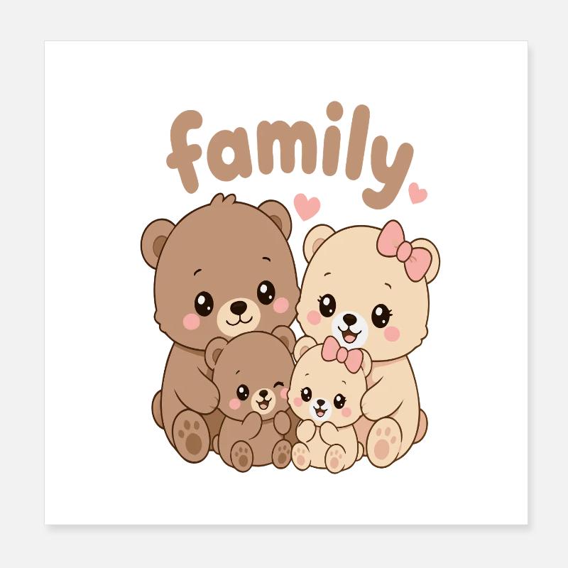 Équipe familiale de câlins d’ours Poster 20 x 20 cm