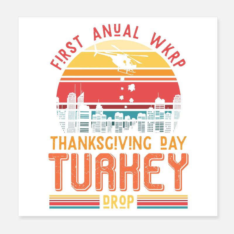 Thanksgiving Turkey Drop Retro Geschenk Poster 20x20 cm