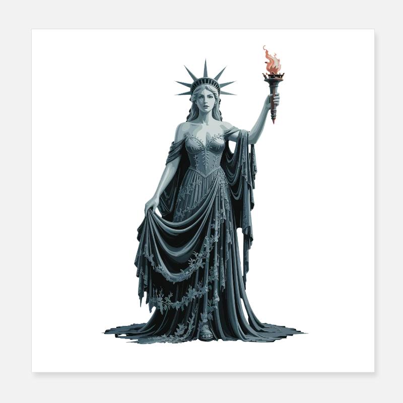 Statue de la Liberté de la Déesse de la Liberté Fantasy Lady Poster 20 x 20 cm