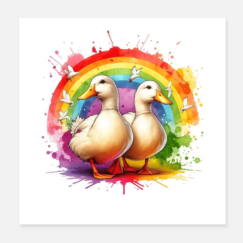 Cadeau canard laqué - Poster 20 x 20 cm - blanc