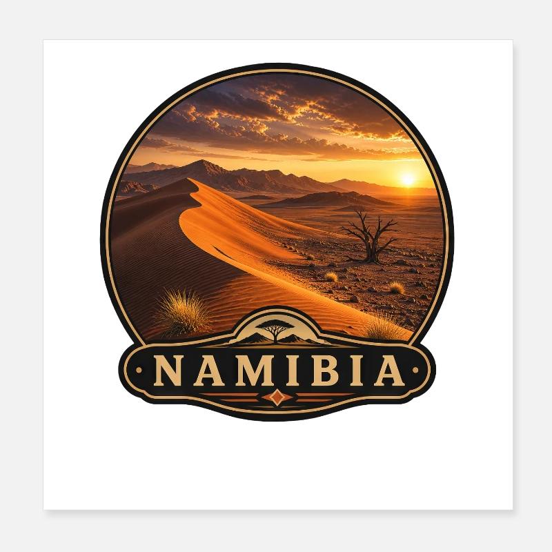 Namibia Wüste Afrika Vintage Landschaft Urlaub Poster 20x20 cm