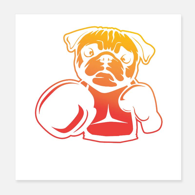 Boxender Mops – Pug Boxer Spaß Poster 20x20 cm