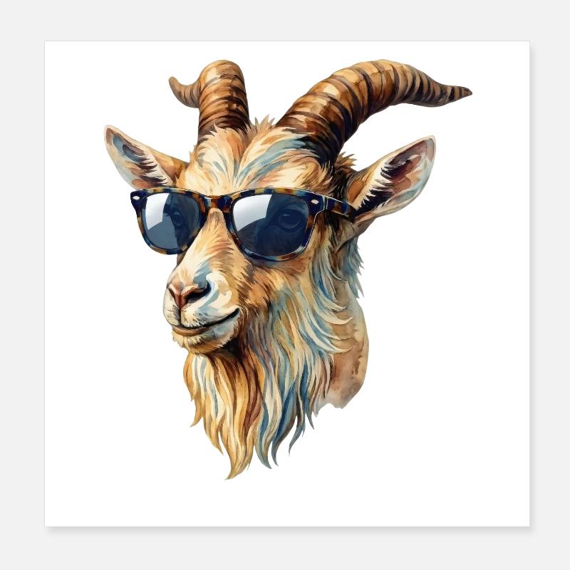 Chèvre cool avec des lunettes de soleil Poster 20 x 20 cm