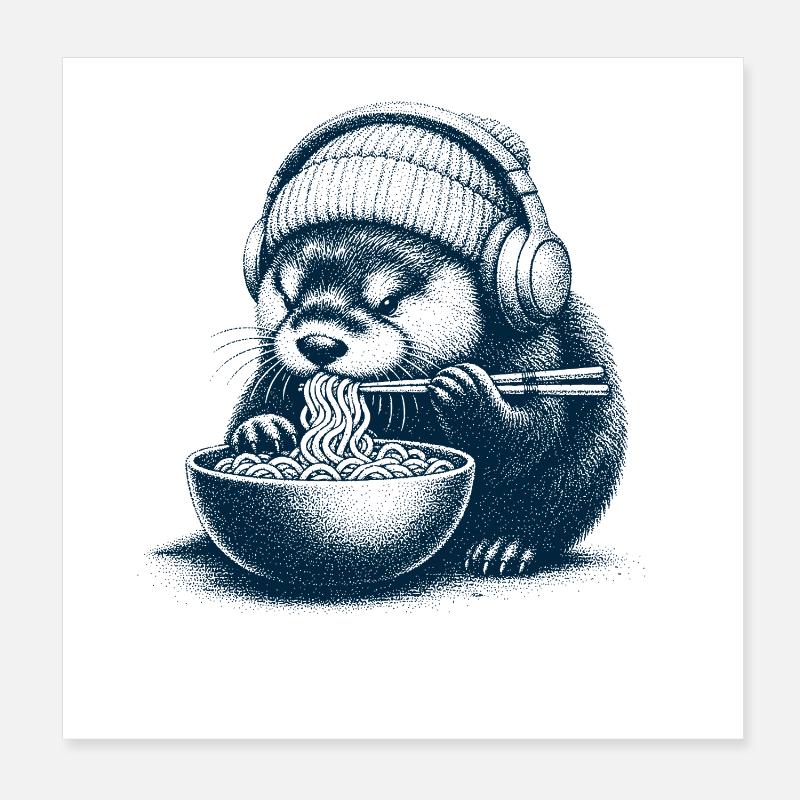 Loutre Ramen Poster 20 x 20 cm