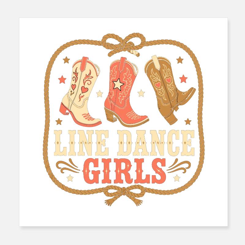 Filles de danse en ligne Poster 20 x 20 cm